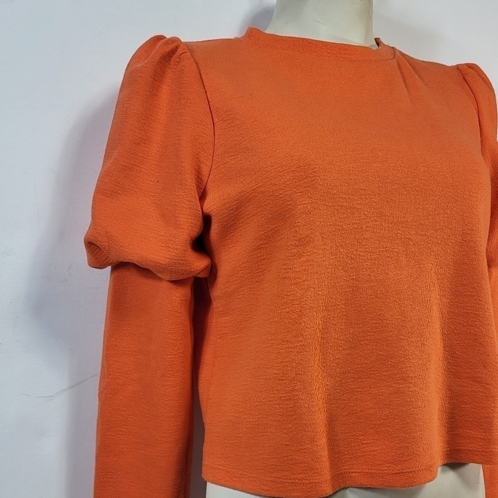 Zara Orange Ruffle Cropped Sweater - Picture 4 of 6